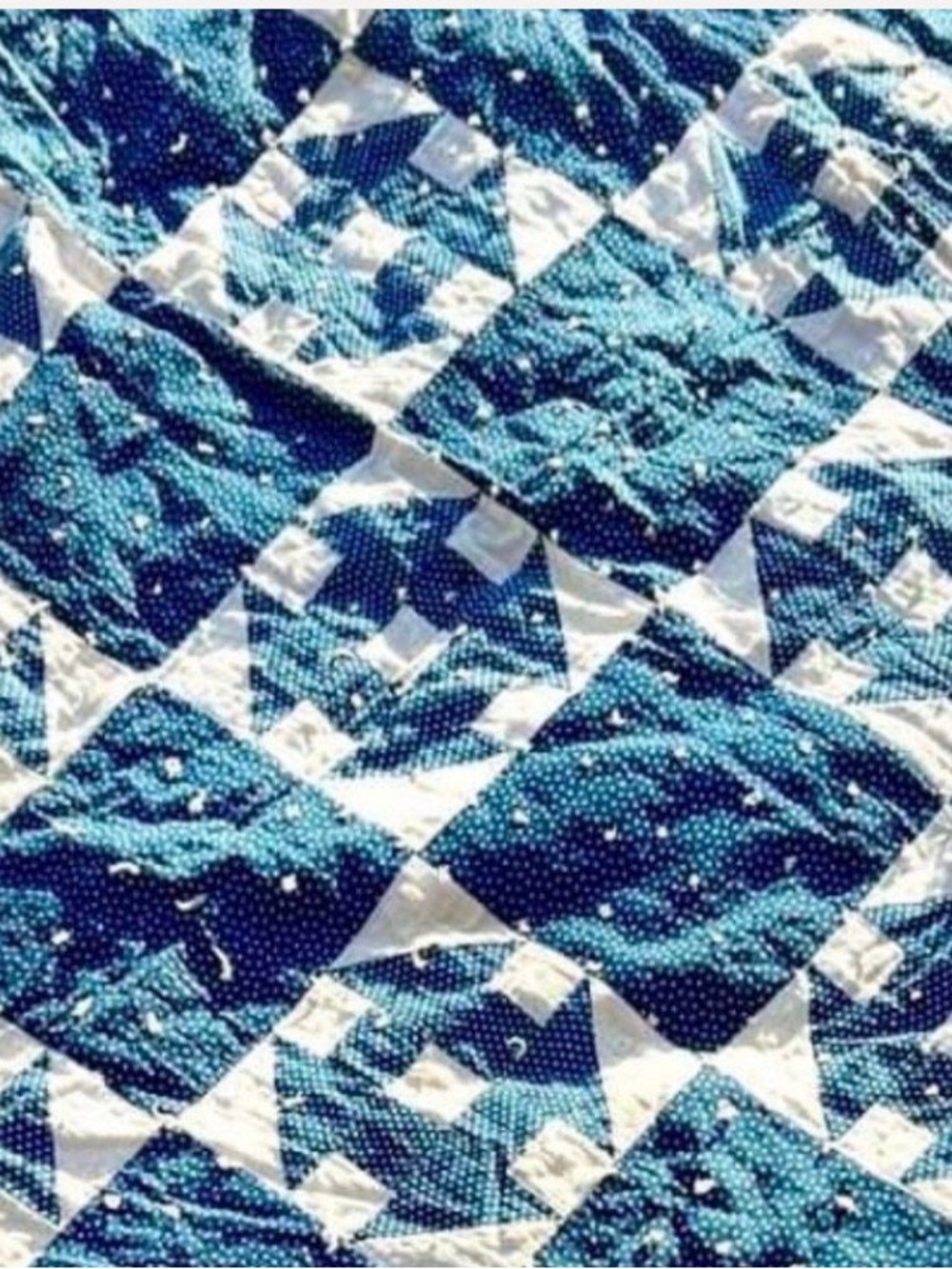 Antique Hole in the Wall Blue and White Patchwork Quilted Blanket
